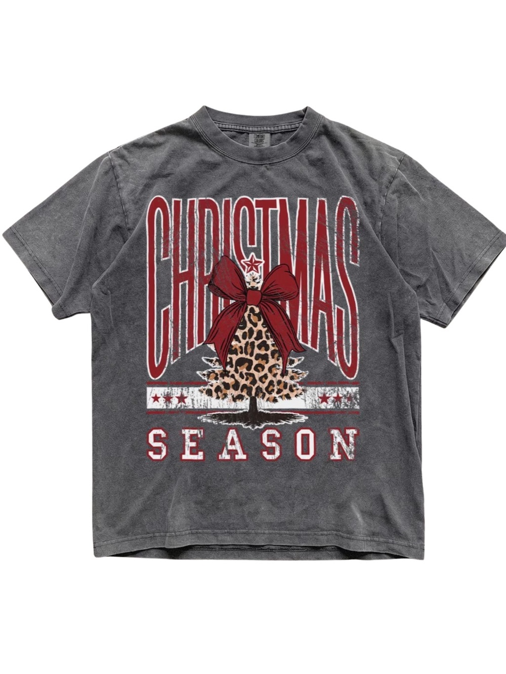 Comfort Colors Women's Pepper Tee with Red Leopard Christmas Graphic